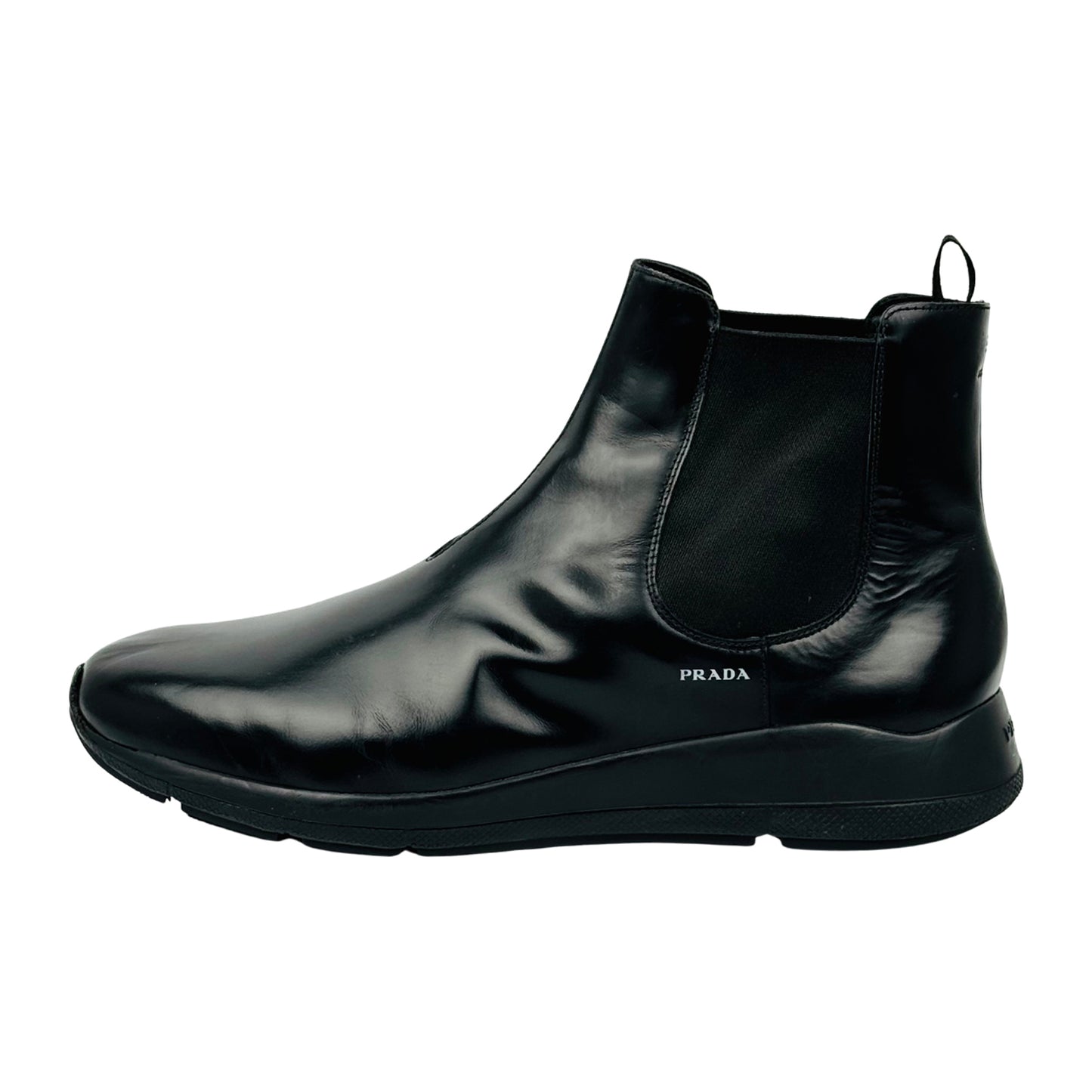 Prada Brushed Leather Black Chelsea Boots (Size 43/43.5) - 4T3331