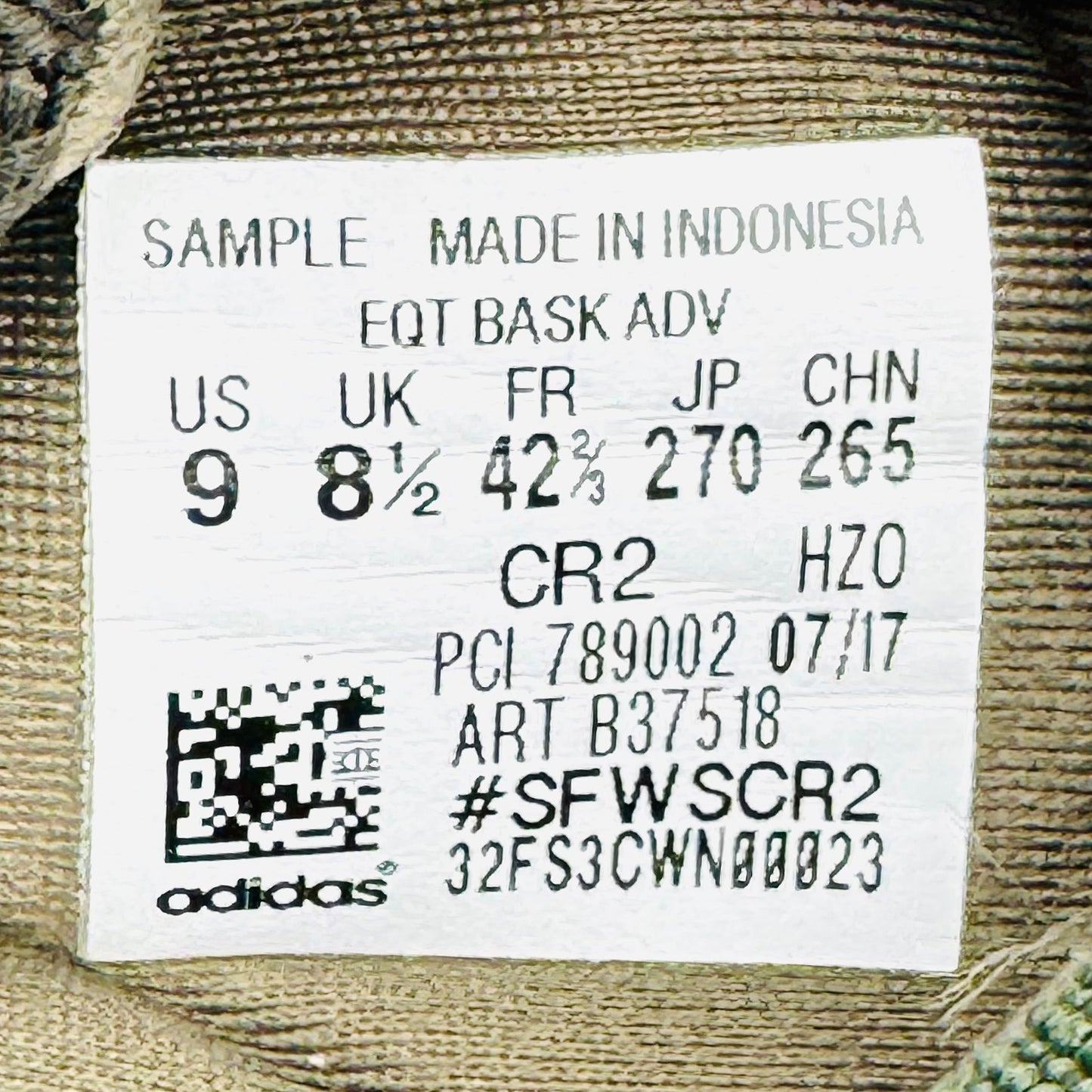 Adidas EQT Bask ADV Shoes (Size 42.5) - B37518