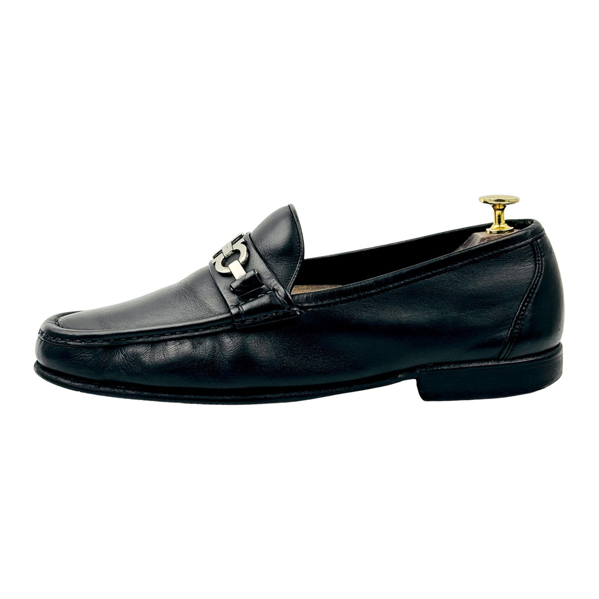 Salvatore Ferragamo Gancini Bit Black Leather Loafers (Size 43)