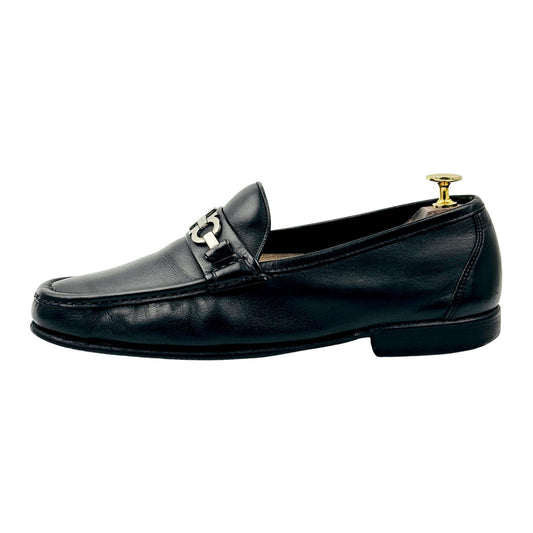 Salvatore Ferragamo Gancini Bit Black Leather Loafers (Size 43)
