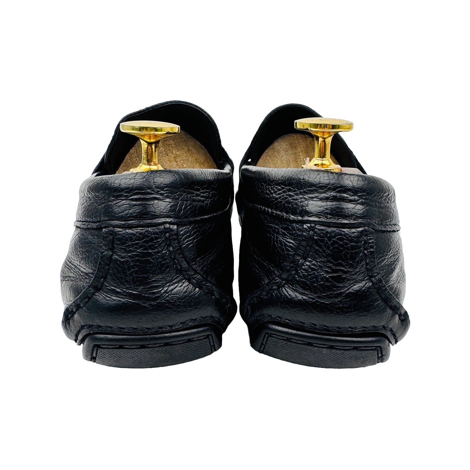 Back Image of Versace Medusa Embellished Black Loafers (Size 42.5/43)