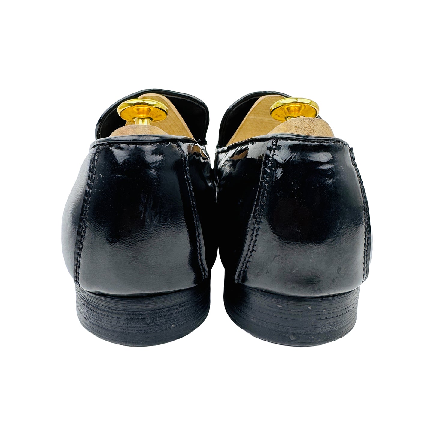 Back Side image of Louis Vuitton Men's Black Loafers - LV--22BL