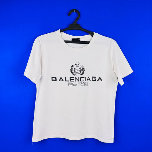 Balenciaga Logo Printed White T-Shirt (Size M:Medium/W:XL)