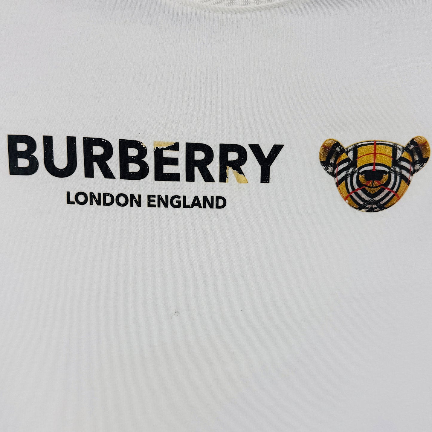 Burberry Men's Thomas Bear Logo Graphic White T-Shirt (Size XS)