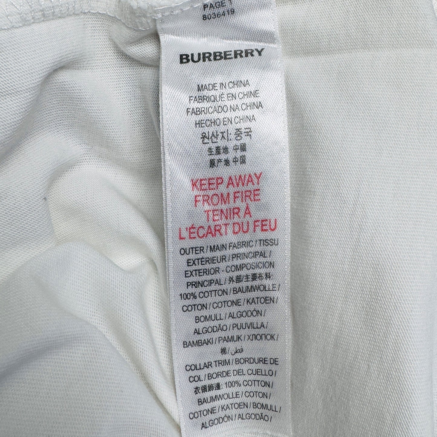 Burberry Men's Thomas Bear Logo Graphic White T-Shirt (Size XS)