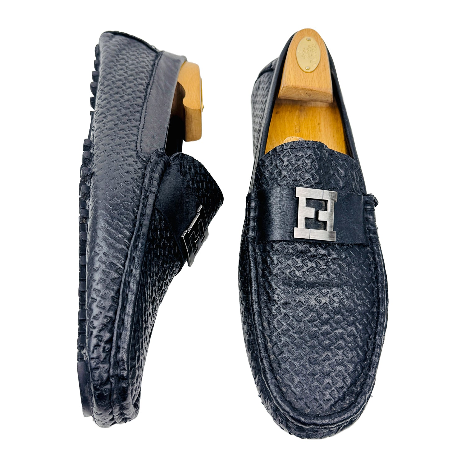 Cross image 2 of Fendi Men's Black Leather Loafer Shoes