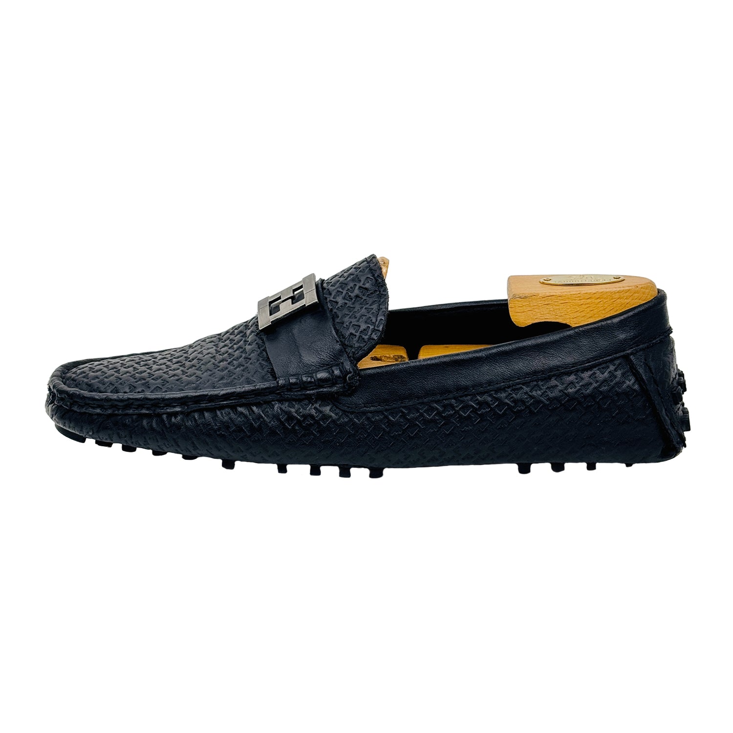Fendi Men's Black Leather Loafer Shoes Size 42.5 43