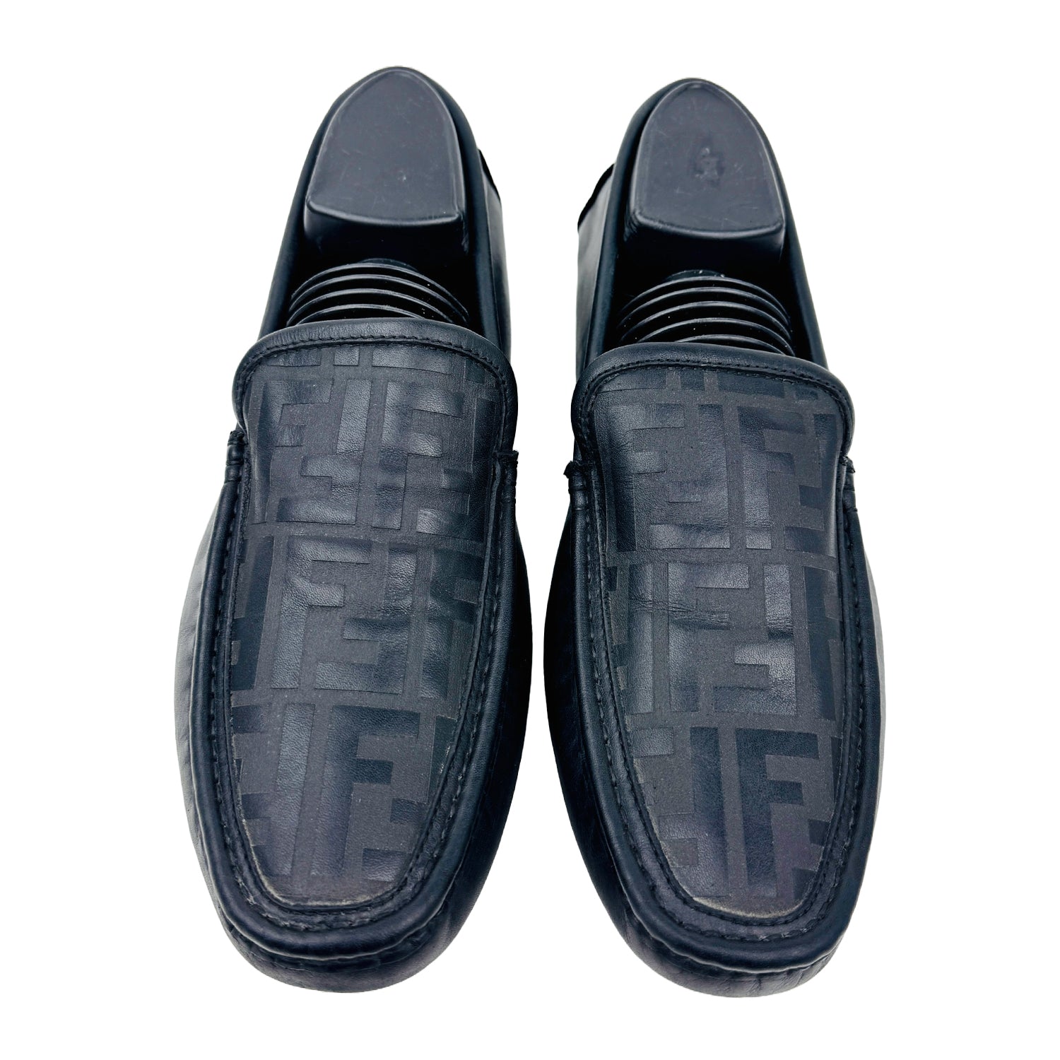 Front image of Fendi Men's Black Leather Loafers (Size 40/40.5)