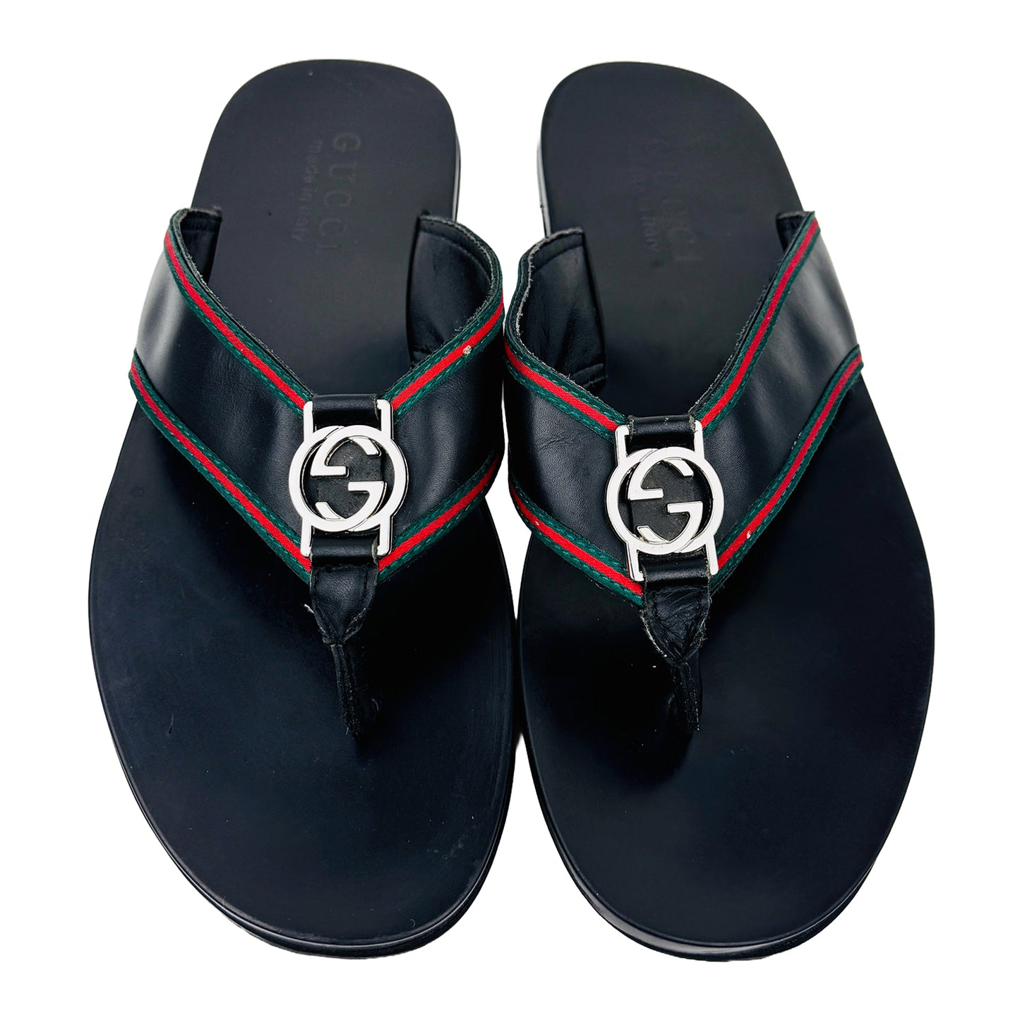 Front image of Gucci Men's Leather Thong Slippers (Size 43) - 630307 H9020 8476