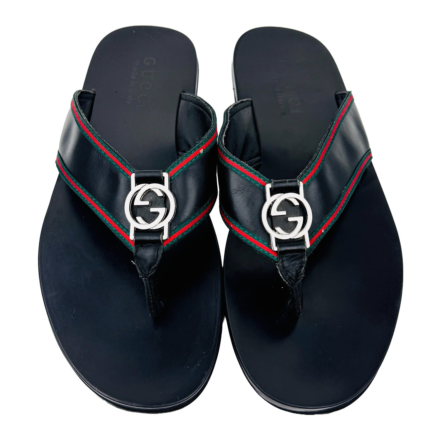 Front image of Gucci Men's Leather Thong Slippers (Size 43) - 630307 H9020 8476