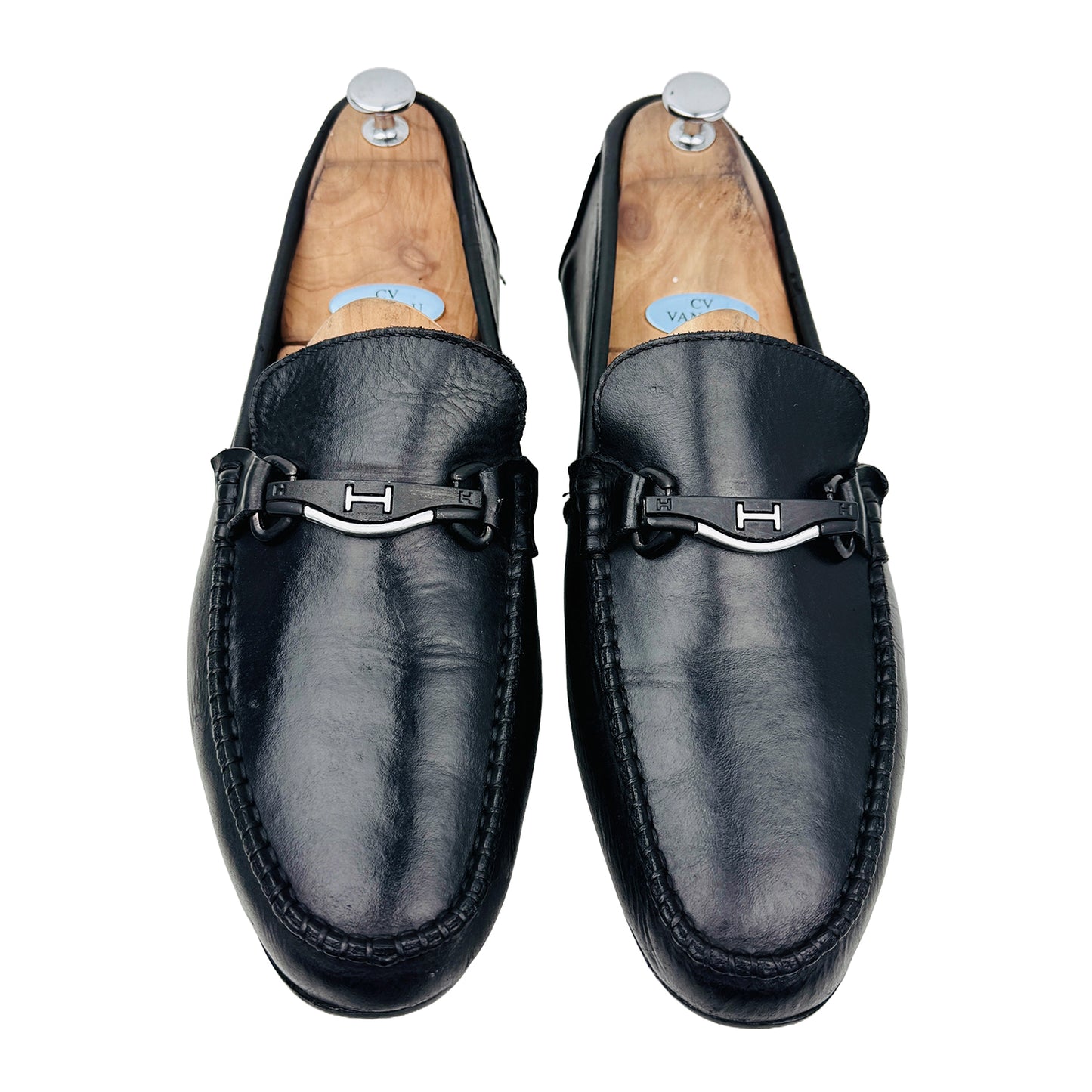 Front image of Hermes Men's H Metal Buckle Loafers (Size 43.5/44)