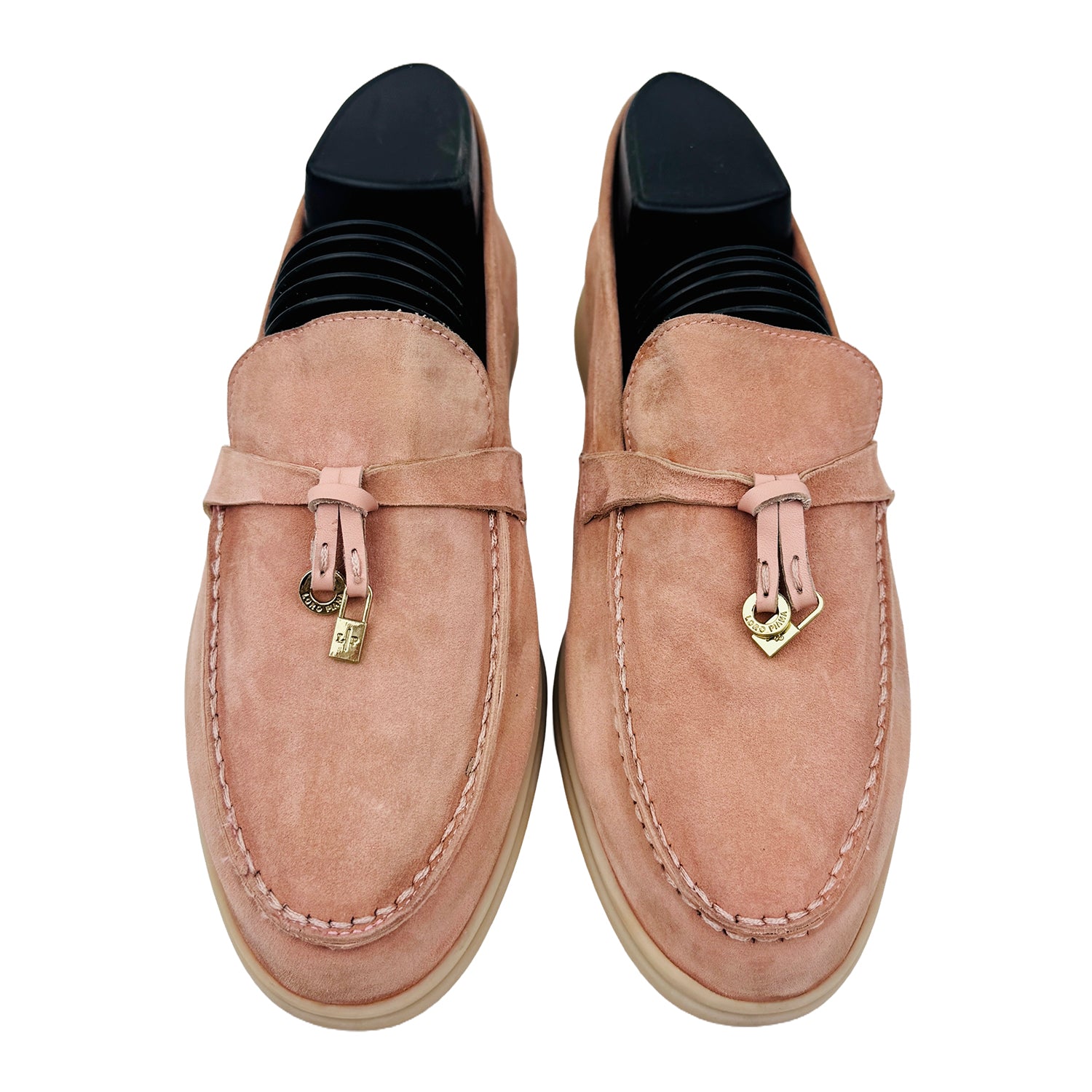 Front image of Loro Piana Women's Summer Walk Charms Pink Loafers (Size 39)