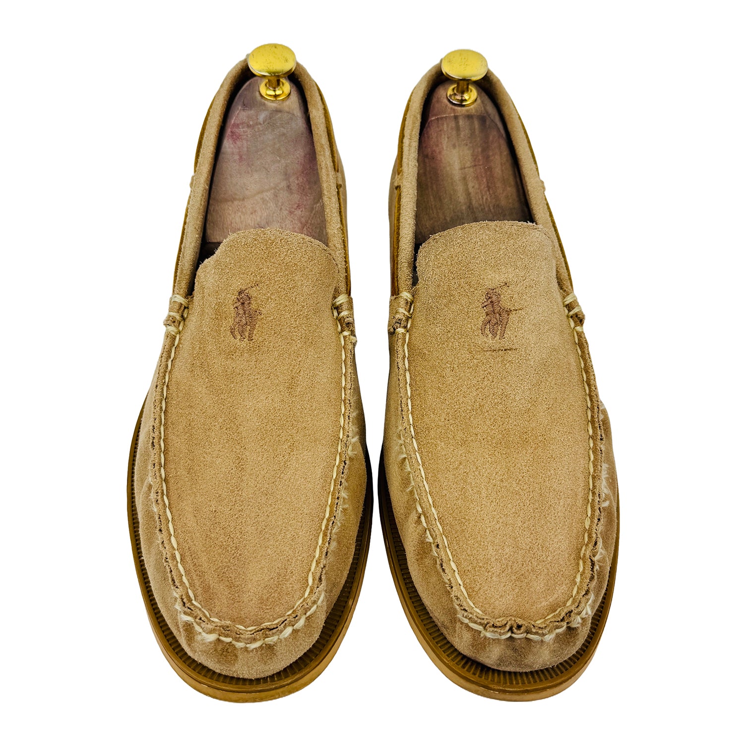 Front image of Ralph Lauren Men's Suede Mustard Loafers
