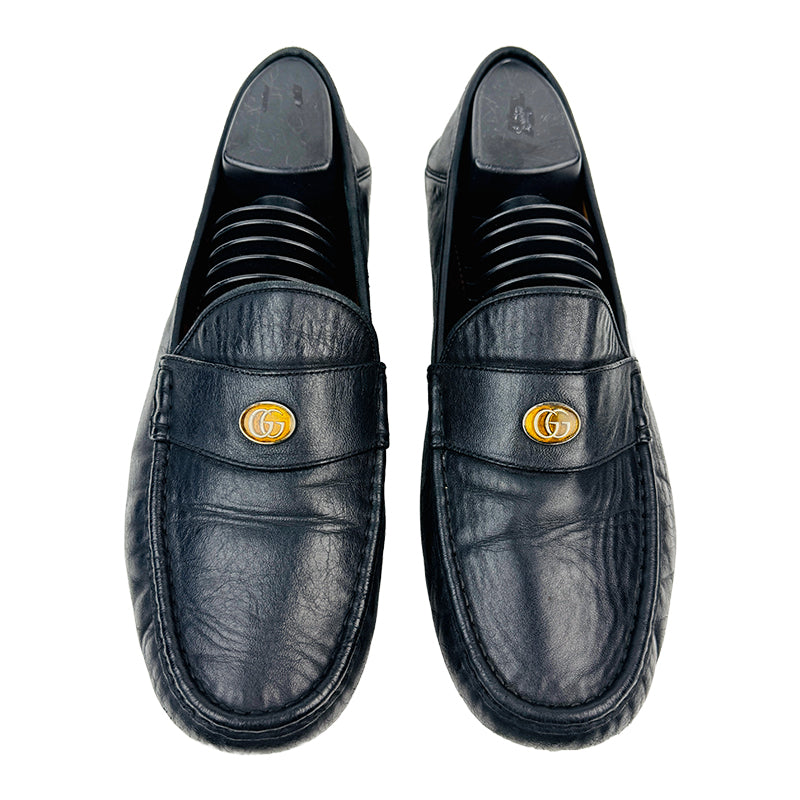 Gucci Men's Kanya Bee GG Logo Driver Black Shoes (Size 43/43.5)