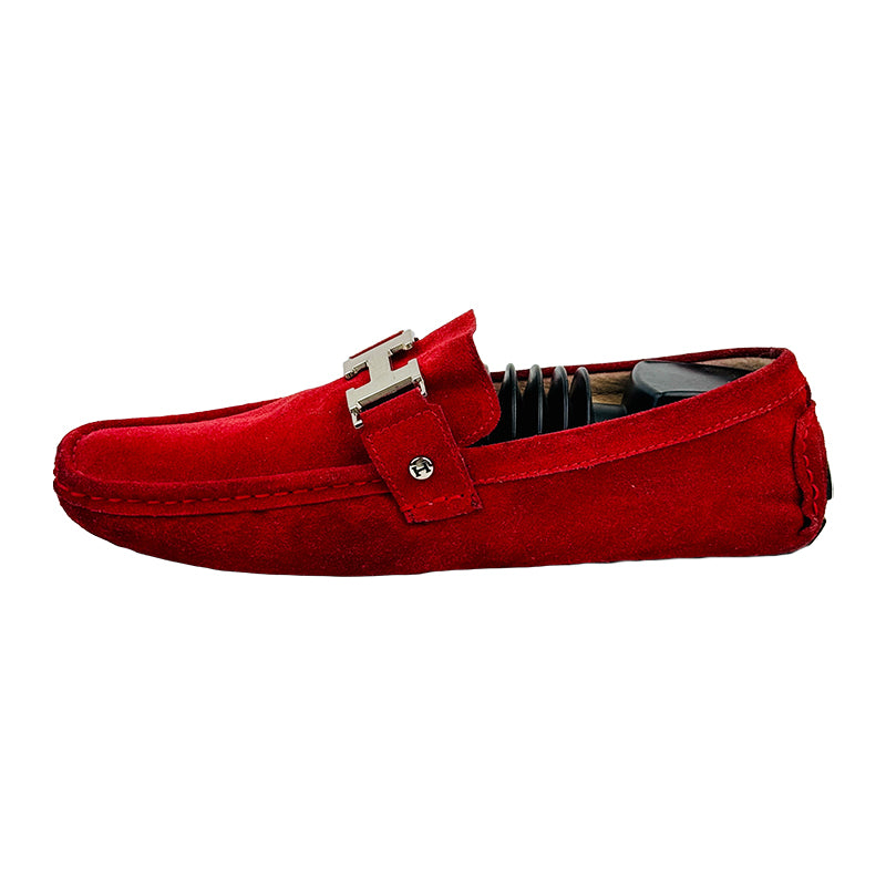 Hermes Paris Men's Red Loafer Shoes (Size 42.5)