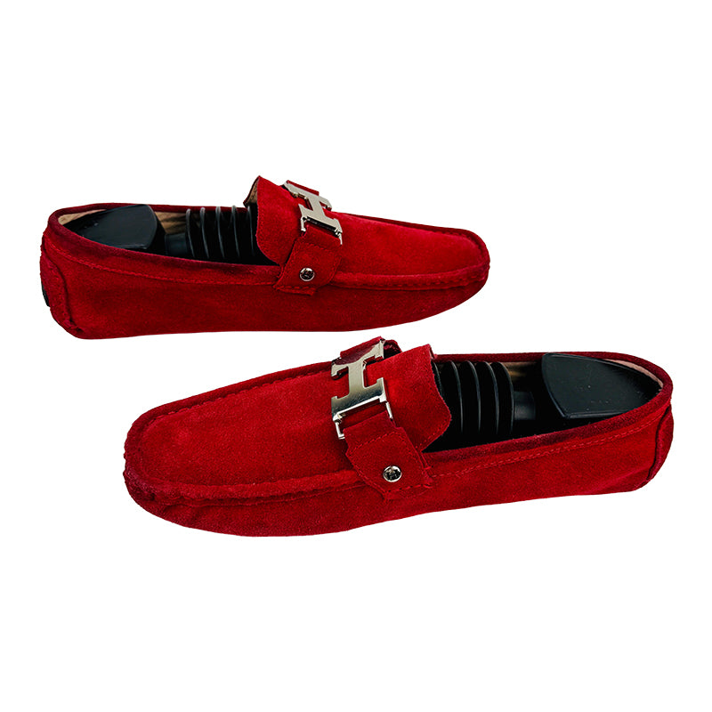 Hermes Paris Men's Red Loafer Shoes (Size 42.5)