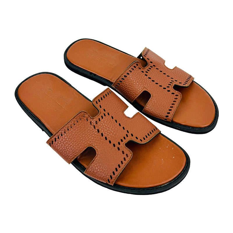 Hermes Men's Izmir Sandal Brown Slippers (Size 44)