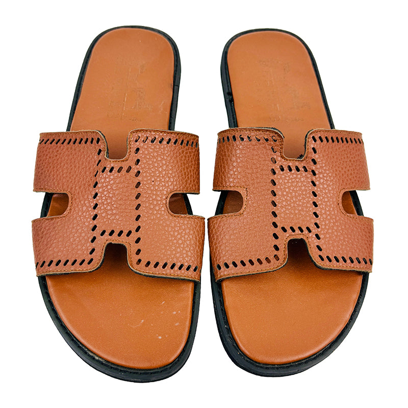 Hermes Men's Izmir Sandal Brown Slippers (Size 44)