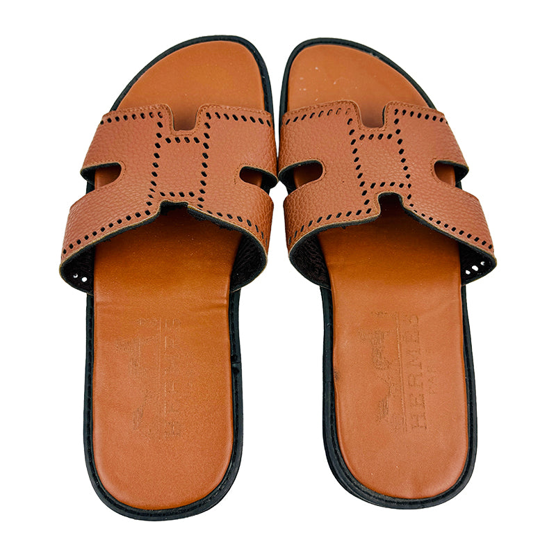 Hermes Men's Izmir Sandal Brown Slippers (Size 44)