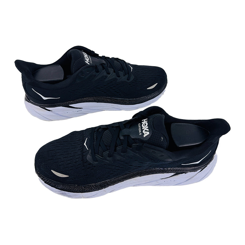 Hoka One Men's Clifton 8 Black Shoes (Size 43.5/44) - 1119393 BWHT