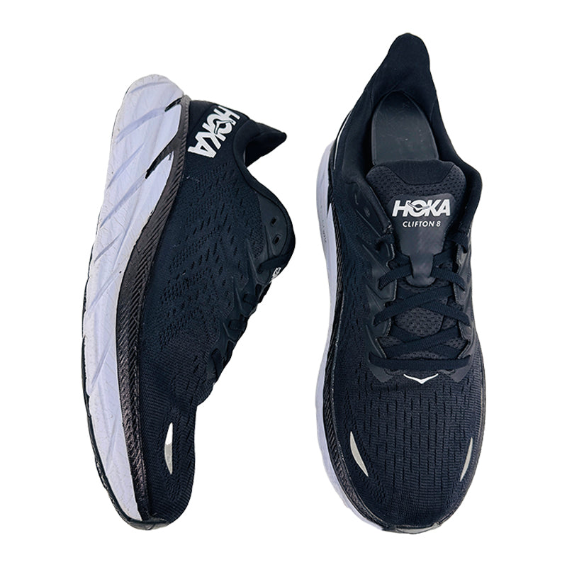 Hoka One Men's Clifton 8 Black Shoes (Size 43.5/44) - 1119393 BWHT