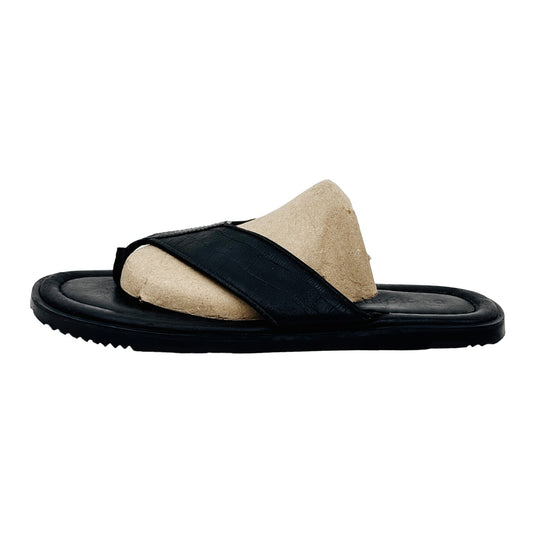Image of Duchini Men's Leather FlipFlop Black Slides (Size 43)