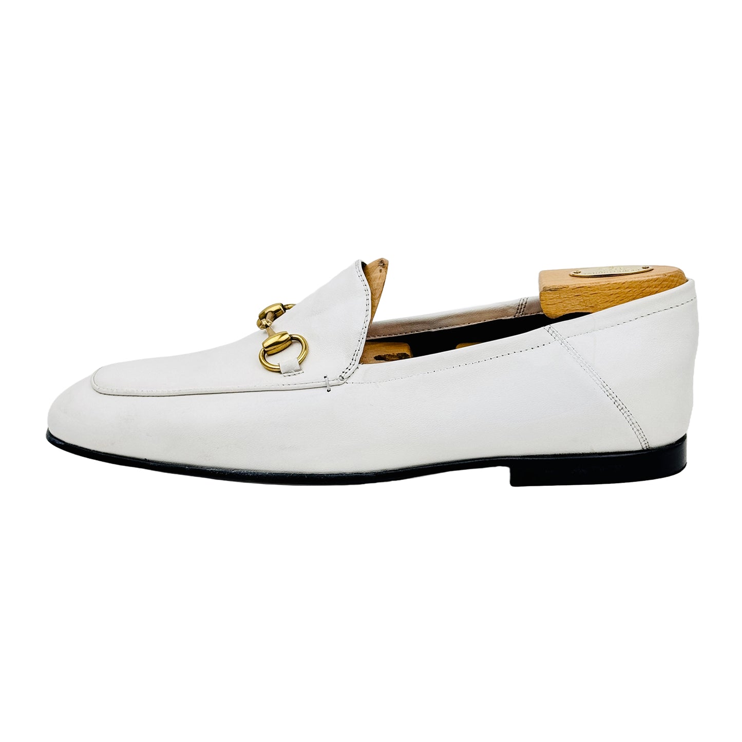 Image of Gucci Men's White Horsebit Leather Loafers (Size 44)