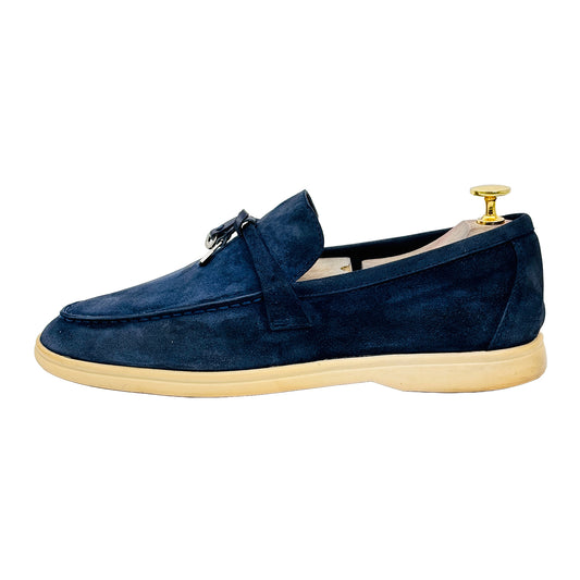 Image of Loro Piana Summer Charms Walk Blue Loafers (Size 42)