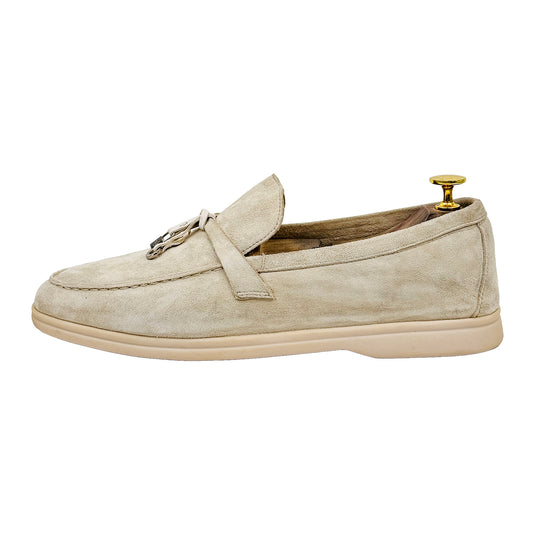 Image of Loro Piana Summer Charms Walk Light Gray Loafers (Size 42)