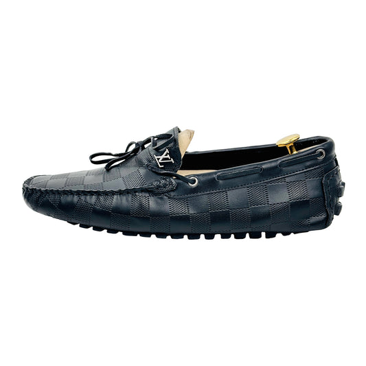 Image of Louis Vuitton Damier Embossed Bow Black Loafers (Size 43)
