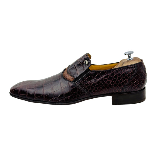 Image of Mauri Celio Men's Burgundy Crocodile Leather Shoes (Size 46.5/47)
