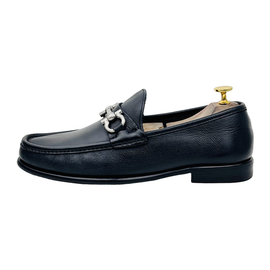 Image of Salvatore Ferragamo Men's Gancini Ornament Black Shoes (Size 42/42.5)