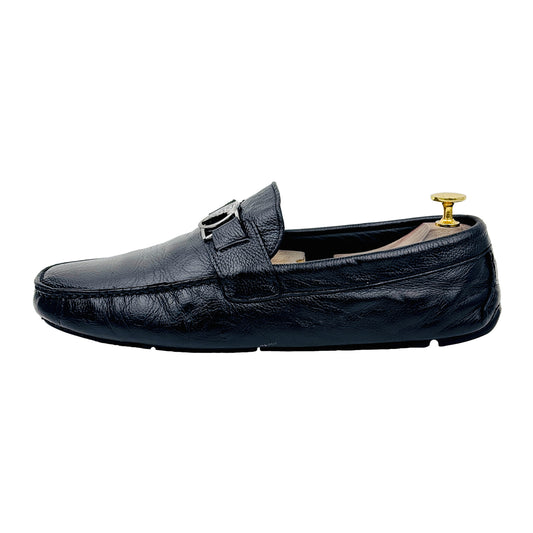 Image of Versace Medusa Embellished Black Loafers (Size 42.5/43)