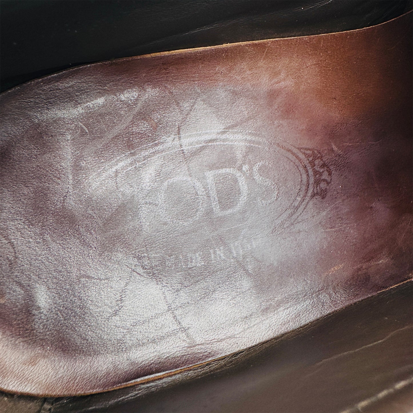 Inside sole printing image of Tod's Men's Brown Leather Loafers (Size 44/44.5)