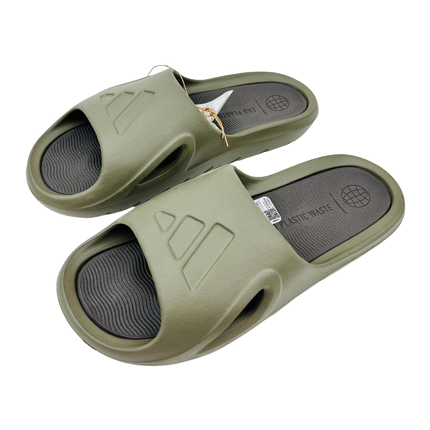 Left Angle Image of Adidas Men's Adicane Olive Strata Slides (Size 42/43) HQ9914