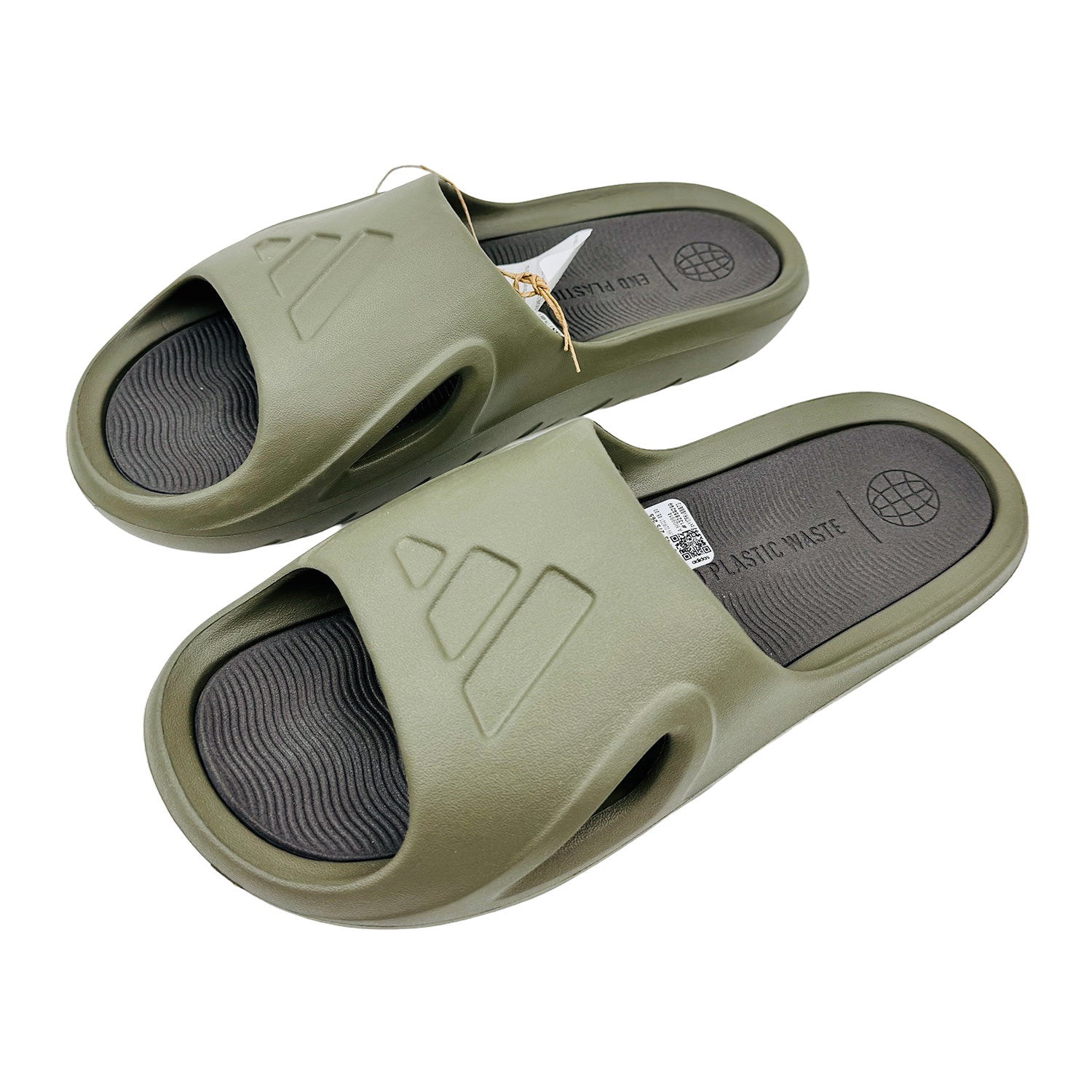 Left Angle Image of Adidas Men's Adicane Olive Strata Slides (Size 42/43) HQ9914