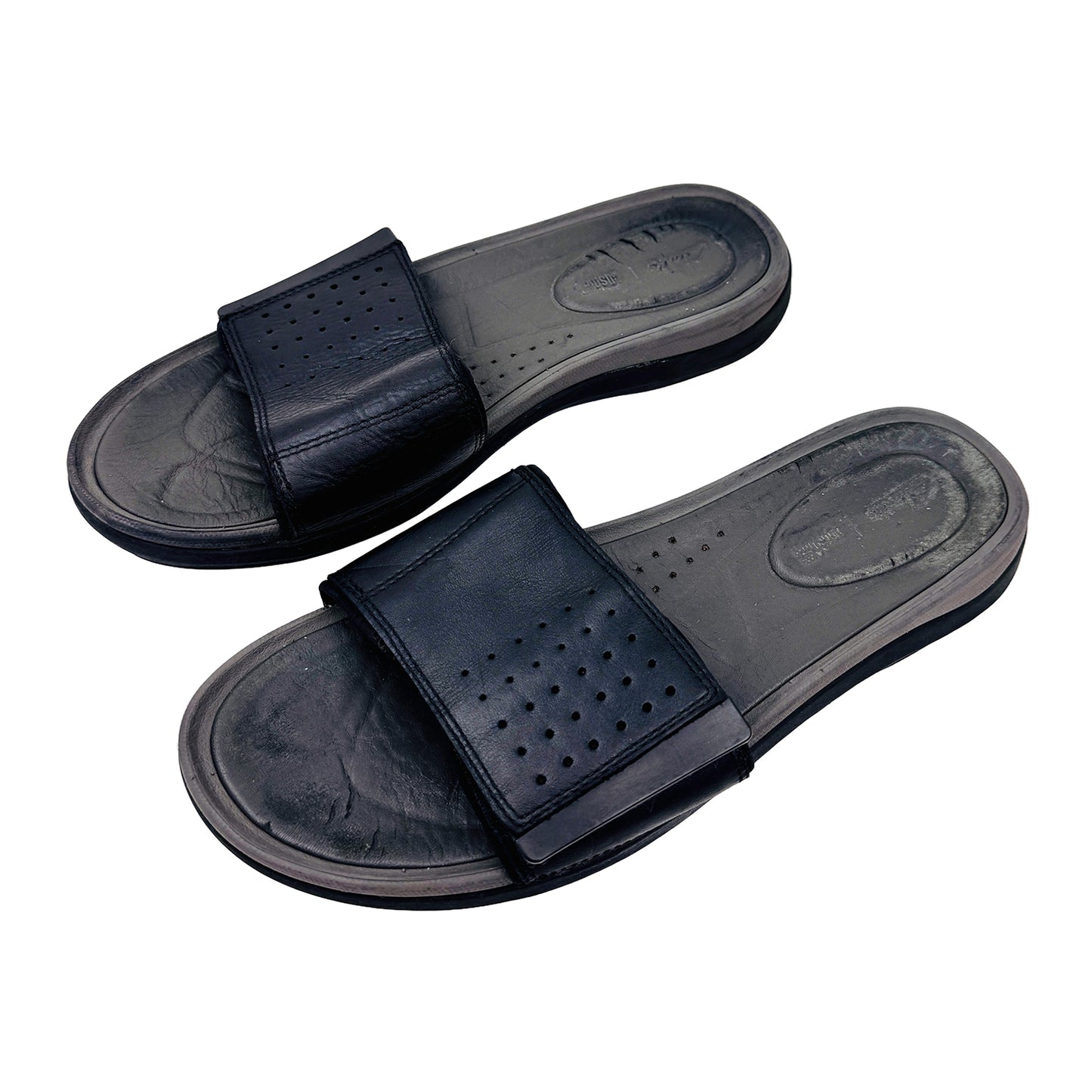 Left Angle Image of Clarks Men's Garratt Slides (Size 44/44.5)