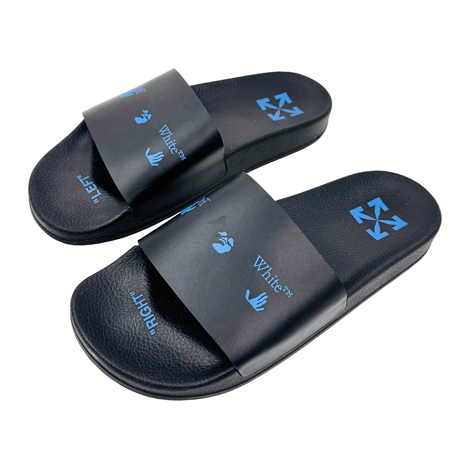 Left Angle image of Off-White Black Logo Slides (Size 40/41) OMIC001R21MAT0011045