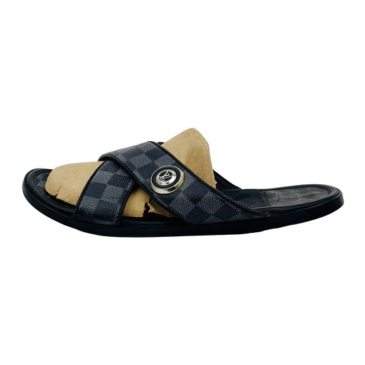 Louis Vuitton Men's Checked Cross Strap Slippers (Size 42.5/43)