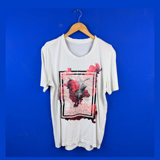 Men's Imported White Printed T-Shirt (Medium Size)