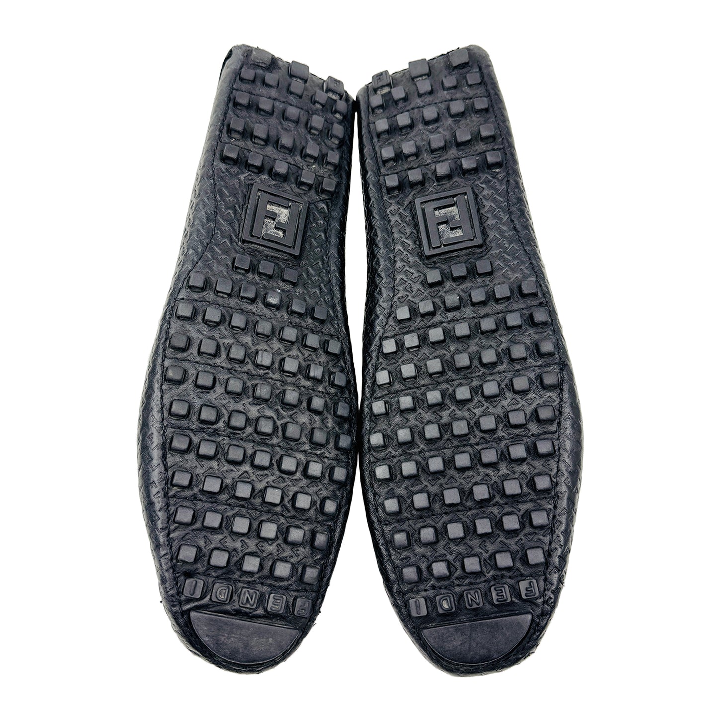 Outsole image of Fendi Men's Black Leather Loafer Shoes