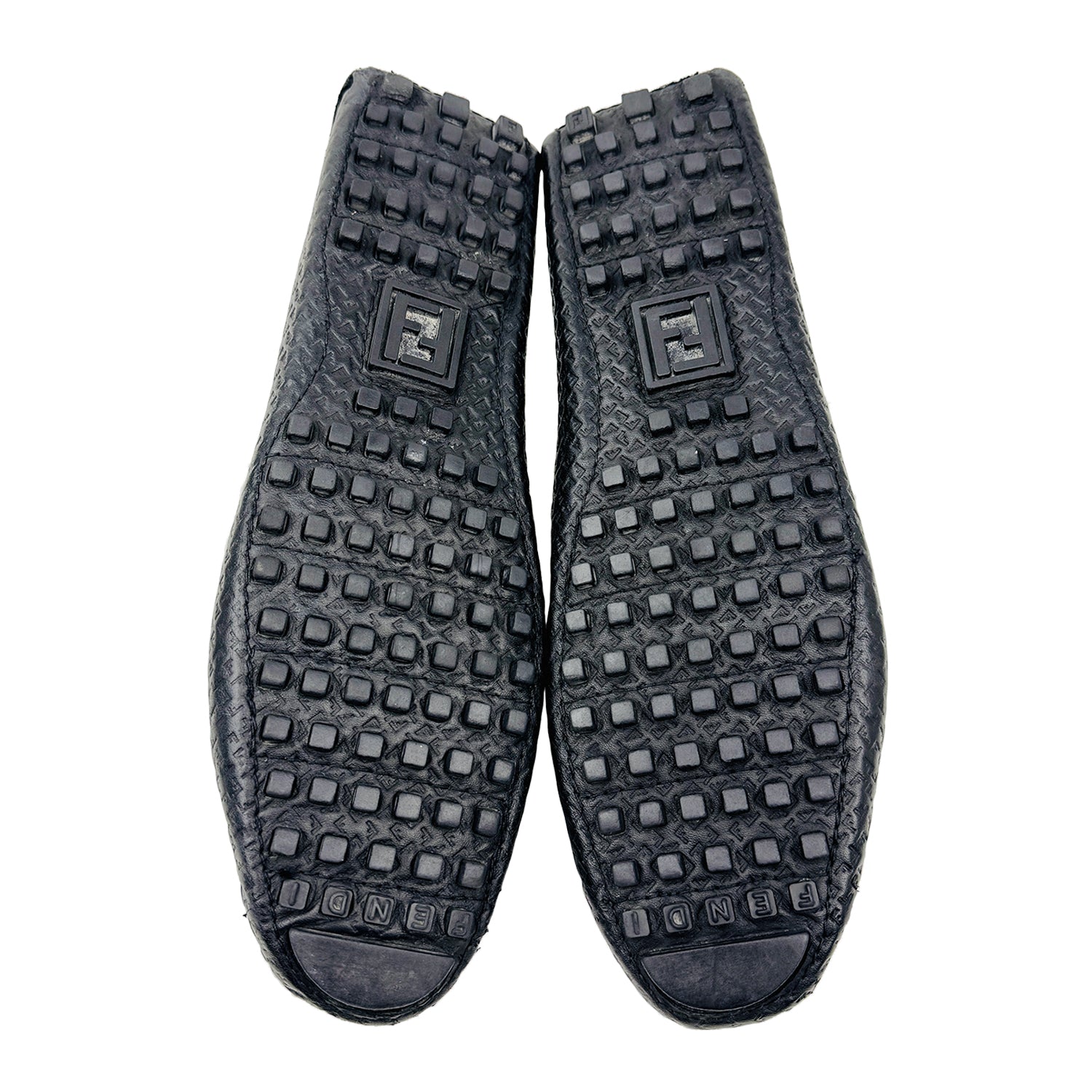 Outsole image of Fendi Men's Black Leather Loafer Shoes