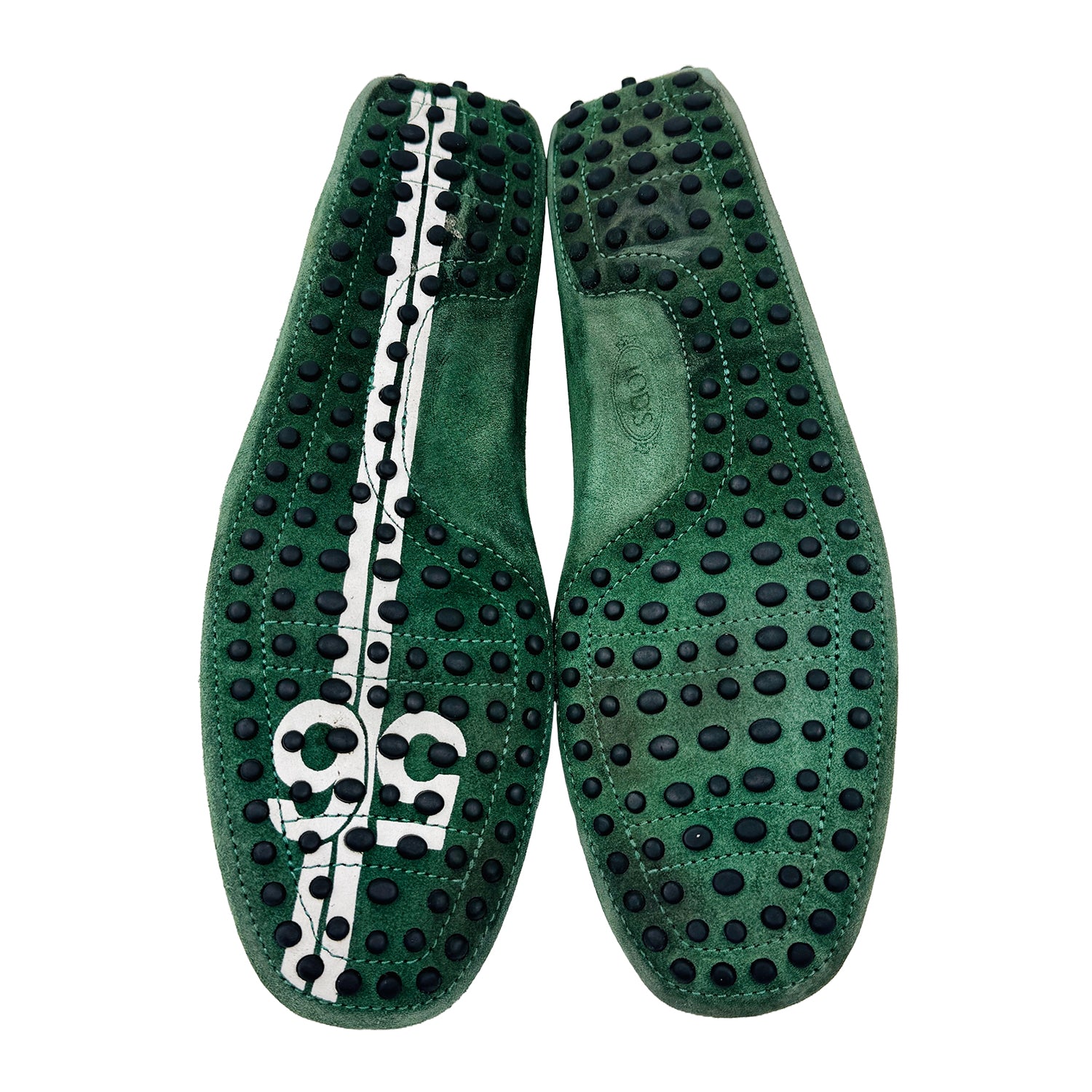 Outsole image of Tod's By Ferrari Men's Green Driving Loafers 