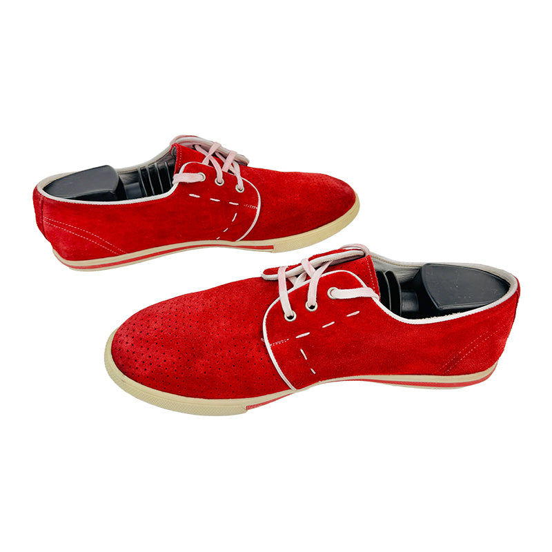 Prada Men's Suede Lace Up Red Sneaker Shoes (Size 41.5/42)