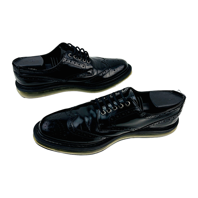 Prada Women's Brogue Derby Platform Black Shoes (Size 39/39.5)