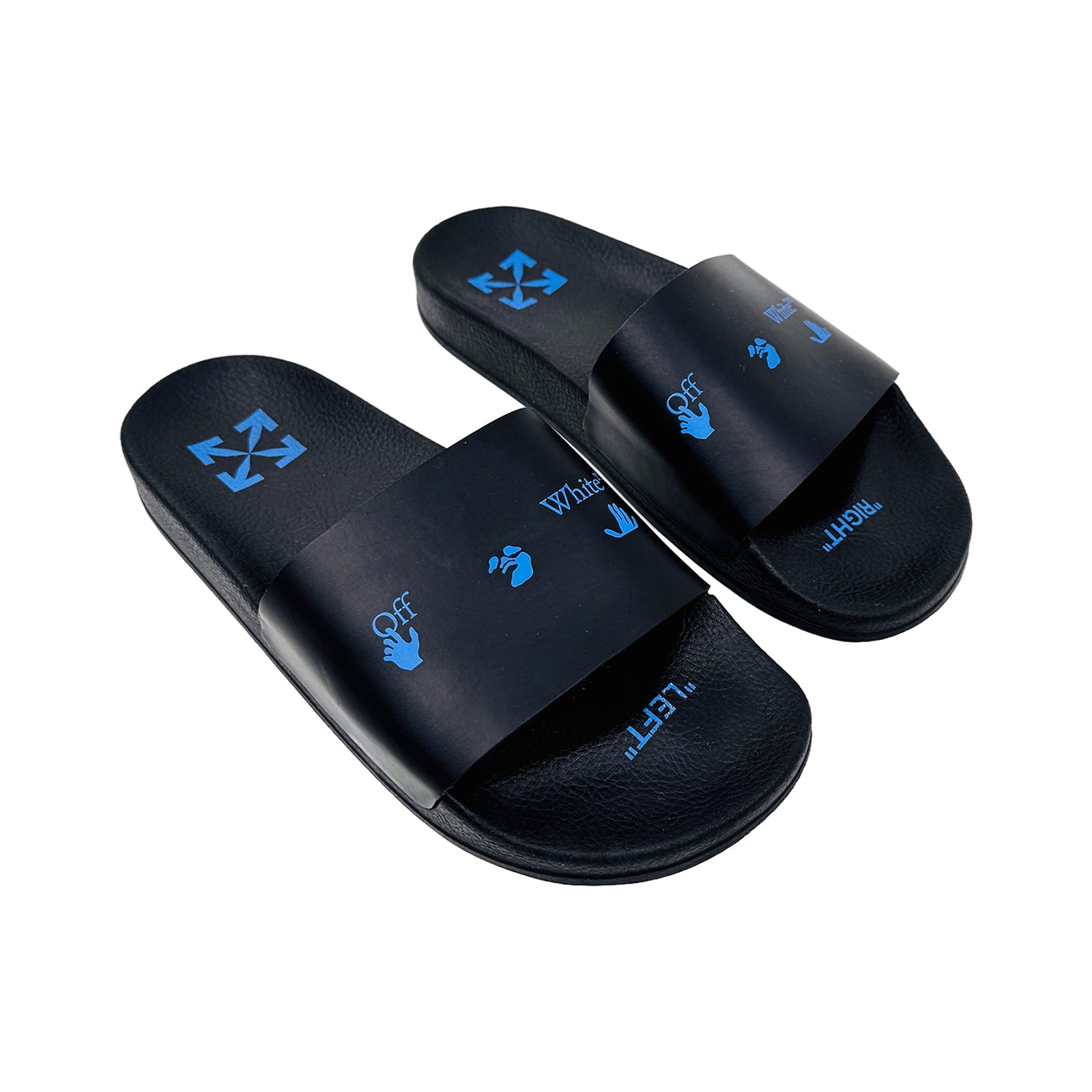 Right Angle image of Off-White Black Logo Slides (Size 40/41) OMIC001R21MAT0011045