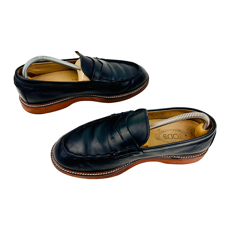 TOD'S Men's Leather Black Loafer Shoes (Size 42/42.5)