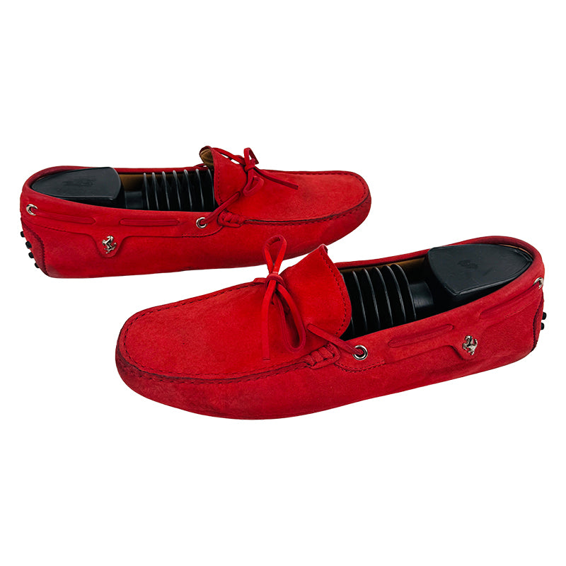 Tods Ferrari X Gommino Driving Red Shoes Size 42 42.5 Made in Italy Preloved Treasures.pk