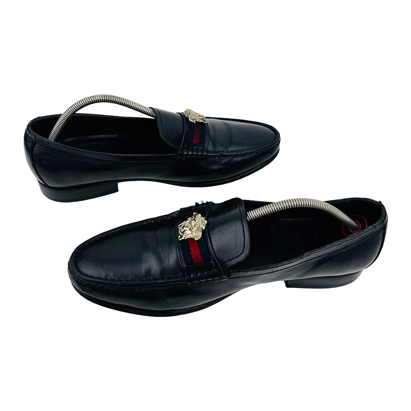 Versace Black Leather Loafer Shoes (Size 39/39.5)