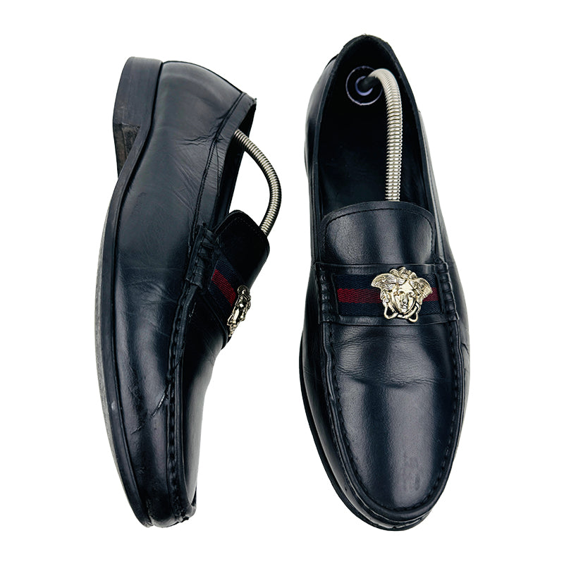 Versace Black Leather Loafer Shoes (Size 39/39.5)